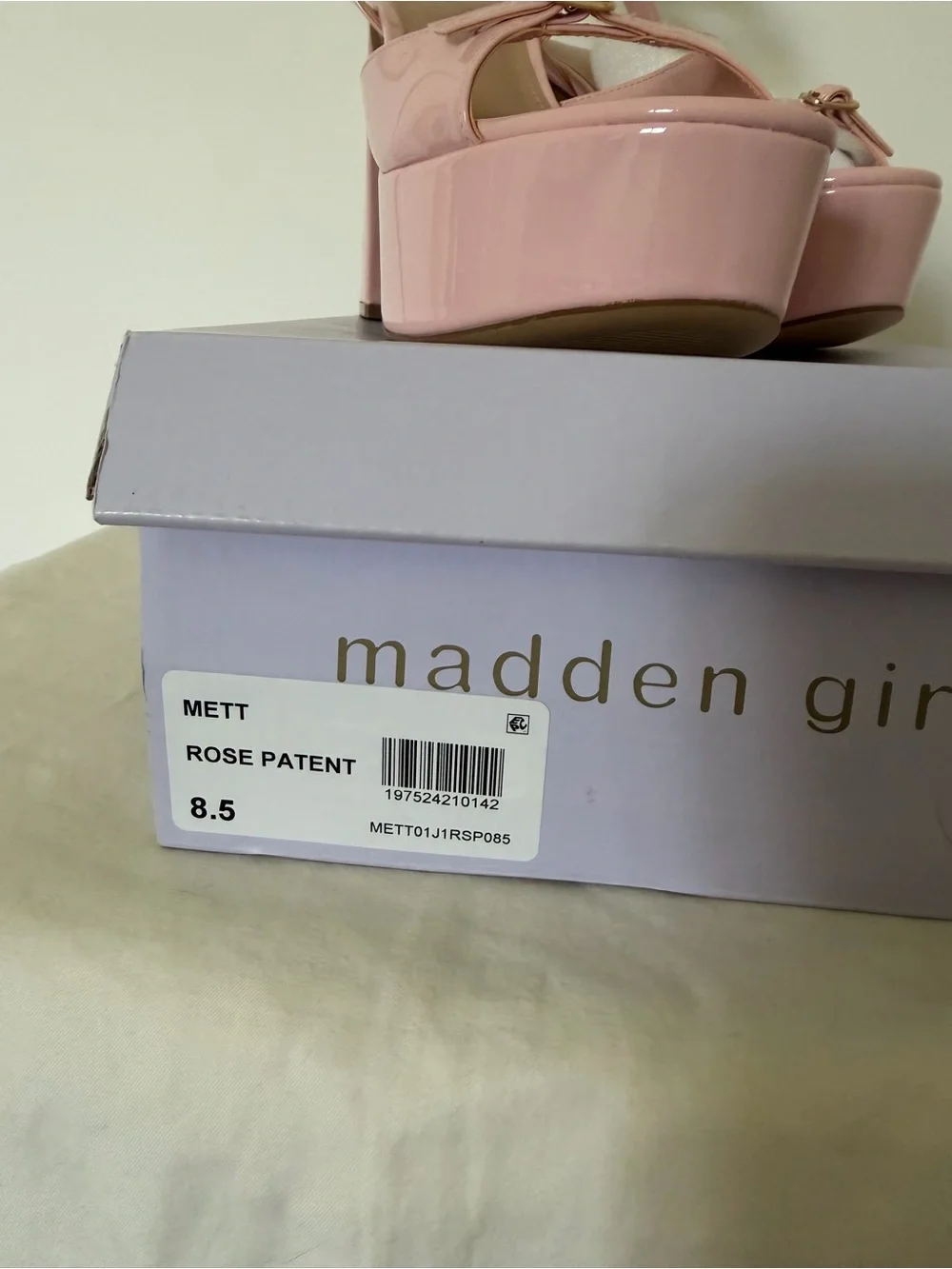 Madden Girl Patent Platform Ankle-Strap Heels - Light Pink